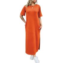 Vestido Algodão Longo Soltinho Elegante Tecido Premium Vestido Algodão Longo Soltinho Elegante Tecido Premium