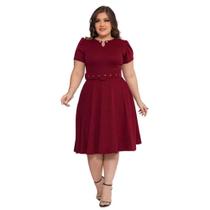 Vestido alice com perola acompanha cinto- marsala