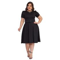 Vestido Alice com pérola feminino moda evangélica na cor preto no tamanho M