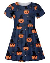 Vestido ALISISISTER de Halloween para meninas tamanho 7 com estampa de abóbora Vestido ALISISISTER de Halloween para meninas tamanho 7 com estampa de abóbora