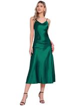 Vestido Allegra K de cetim sem mangas, decote em V, maxi para mulheres, azul Vestido Allegra K de cetim sem mangas, decote em V, maxi para mulheres, azul