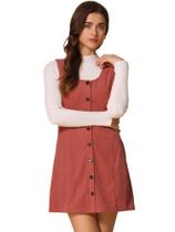 Vestido Allegra K de veludo cotelê para mulheres, laranja escuro, de outono Vestido Allegra K de veludo cotelê para mulheres, laranja escuro, de outono