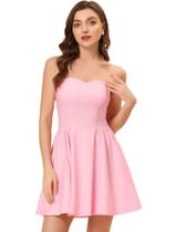 Vestido Allegra K sem alças Sweetheart rosa mini pequeno Vestido Allegra K sem alças Sweetheart rosa mini pequeno