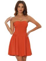 Vestido Allegra K Sexy sem alças com decote em coração laranja XS Vestido Allegra K Sexy sem alças com decote em coração laranja XS