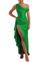 Vestido Alphirkut Plissado Wedding Guest Vestido de baile longo de cetim