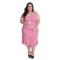 Vestido Amamentação Plus Size Grávida em Viscolycra Listrado com Botões Vestido Amamentação Plus Size Grávida em Viscolycra Listrado com Botões
