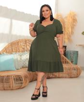 Vestido Amélia midi tecido Duna PLUS size disponível nos tamanhos G2 e G3 lindíssimo