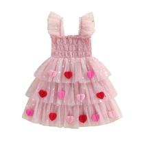 Vestido Amnnchya Toddler Girl Dia dos Namorados com coração de tule rosa 3-4Y Vestido Amnnchya Toddler Girl Dia dos Namorados com coração de tule rosa 3-4Y
