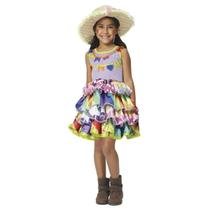 Vestido Ana Festa Junina Infantil Feminino Tamanho P 100% Poliéster Multicolorido - Fantasias Super JN3117