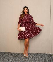 Vestido ana viscolinho poa marsala