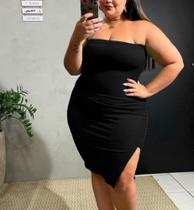 Vestido Anaruga Moda Plus Size sem alça Fenda Lateral