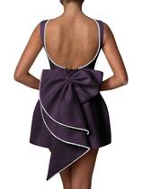Vestido Aosadin Classy Prom Mini Cocktail Wedding Plum Satin