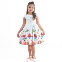 Vestido Aquarela Lápis De Cor Formatura ABC Festa Luxo - Várias Cores