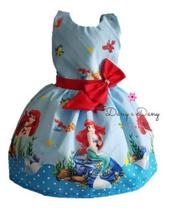 Vestido Ariel Pequena Sereia Festa Infantil Tema Fundo Mar