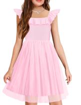 Vestido Arshiner Girl de manga curta com babados e tule