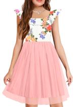 Vestido Arshiner Girls Ruffle Spring Off Shoulder Tule Floral Vestido Arshiner Girls Ruffle Spring Off Shoulder Tule Floral