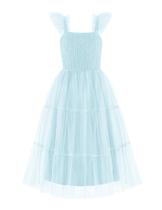 Vestido Arshiner Girls sem mangas de tule em camadas azul claro 5-6Y Vestido Arshiner Girls sem mangas de tule em camadas azul claro 5-6Y