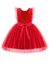 Vestido Arshiner Little Girls sem mangas Princess Tutu vermelho