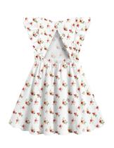 Vestido Arshiner Toddler Girl Floral com babados, manga, sem encosto, 4T