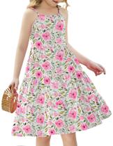 Vestido Arshiner Toddler Girl Summer Summer 3-4T com bolsos