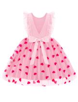 Vestido Arshiner Toddler Wedding Guest rosa com estampa de coração