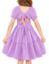 Vestido Arshiner Tween Purple de manga curta para meninas de 10 a 12 anos