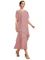 Vestido Arsyince Boho de Chiffon para Mãe da Noiva em Rosa Antigo Vestido Arsyince Boho de Chiffon para Mãe da Noiva em Rosa Antigo