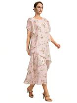 Vestido Arsyince com mangas flutter e floral rosa US18