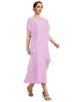 Vestido Arsyince Lilac Flowy Chiffon Tea Length Plus Size US16 Vestido Arsyince Lilac Flowy Chiffon Tea Length Plus Size US16