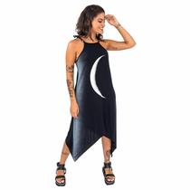 Vestido Assimetrico Estampado Lua De Alça Regulavel Feminino