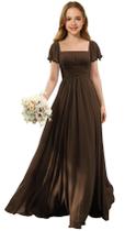 Vestido Augday Bridesmaid Flower Girl Chiffon Brown Tamanho 4 Vestido Augday Bridesmaid Flower Girl Chiffon Brown Tamanho 4