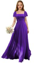 Vestido Augday Flower Girl Wedding Guest Purple Chiffon Sz 14 Vestido Augday Flower Girl Wedding Guest Purple Chiffon Sz 14