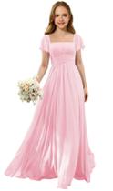 Vestido Augday Toddler Flutter Sleeves Junior Bridesmaid Pink 08 Vestido Augday Toddler Flutter Sleeves Junior Bridesmaid Pink 08