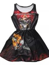 Vestido Avenged Sevenfold Godê Rodado personalizado feminino banda de rock Lu1024 BM