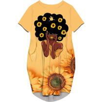 Vestido AZPSRT feminino afro-americano casual com estampa africana