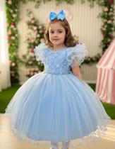 Vestido Azul Bebe Menina Bonita Angelie Daminhas Florista Luxo Festa