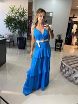 Vestido Azul Com Babados S Vestido Azul Com Babados S