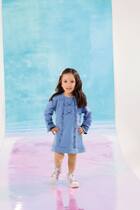 Vestido azul com laços com pedras - gabriela aquarela