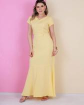 Vestido azul e vermelho e amarelo