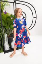 Vestido Azul Floral Festa Menina Infantil Pokotinha