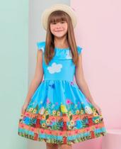 Vestido azul Jardim encantado