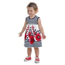 vestido azul marinho listrado floral Kyly