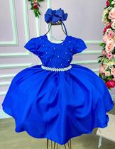 Vestido Azul Royal Peito Perolas Ysa Kids festas