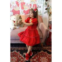 Vestido Babado Tricoline Vermelho Pituchinhus