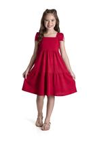 Vestido Babados Vermelho Festa Infantil Menina TMX