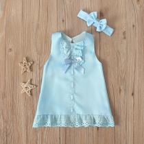 Vestido Baby Fashion E Tiara Azul 12 Meses