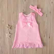 Vestido Baby Fashion E Tiara Rosa 3 Meses