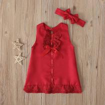 Vestido Baby Fashion E Tiara Vermelho 9 Meses