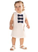 Vestido Baby Verão Bebê Malha Tricotada Com laços Estilo Retrô Clássico Boneca 31036