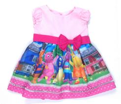 Vestido Backardigans com manga infantil festa meninas Vestido Backardigans com manga infantil festa meninas